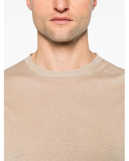 Ballantyne Natural Short-Sleeved Linen T-Shirt for men