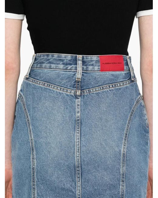 Alessandra Rich Blue Bleistiftrock Aus Denim