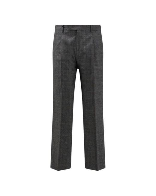 Germano 1952 Gray Check-Pattern Pleated Trousers for men