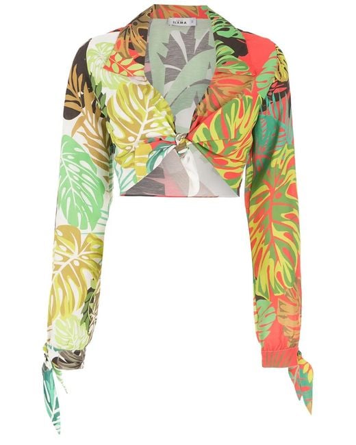Amir Slama Multicolor Palm Leaf Print Shirt