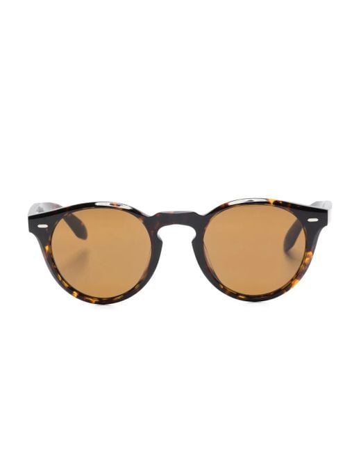 Oliver Peoples Natural Tortoiseshell Round-Frame Sunglasses