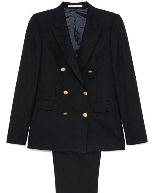 Tagliatore Black Double-Breasted Wool-Blend Blazer