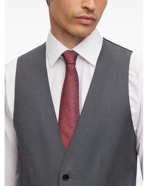 Boss Gray Tailored Button-Down Waistcoat for men