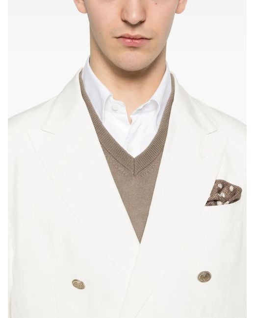Eleventy White Double-Breasted Suit for men