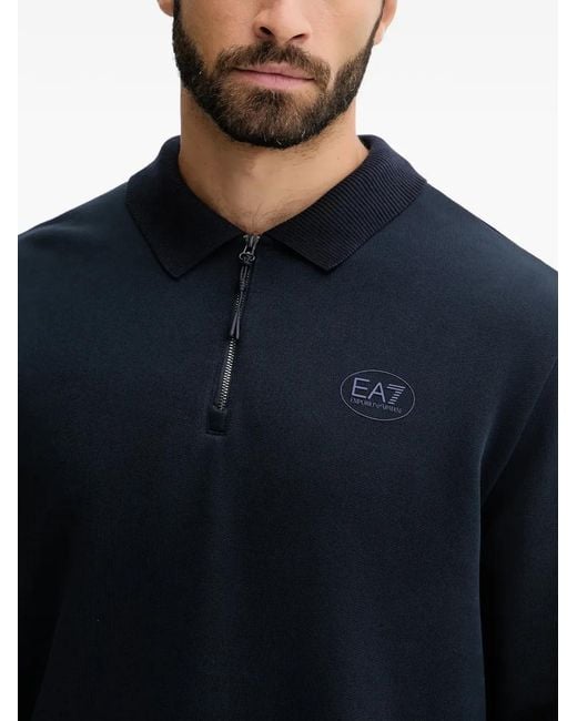 EA7 Blue Sweat À Col Zippé for men