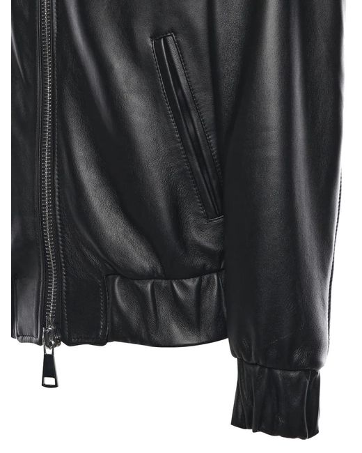 Giuliano Galiano Black Zipped Nappa Jacket for men