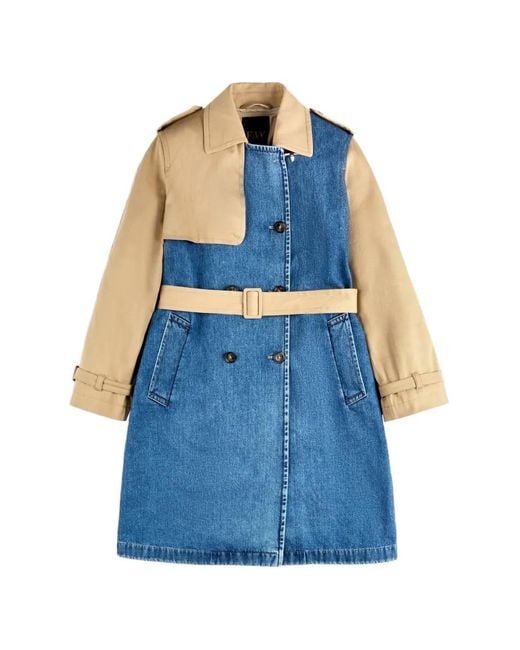 Fay Blue Panelled-Design Belted Coat