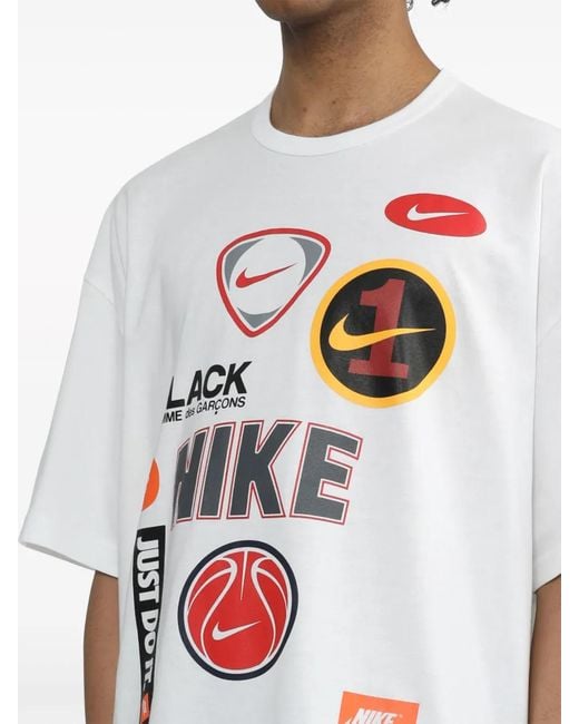 COMME DES GARÇON BLACK White X Nike Logo Printed Crewneck T-shirt