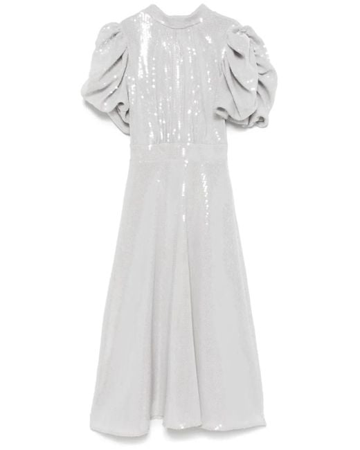 Robe Mi-Longue À Manches Bouffantes ROTATE BIRGER CHRISTENSEN en coloris White