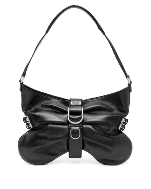 Blumarine Black Large Butterfly Leather Shoulder Bag