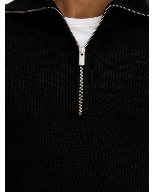 Barena Black Pull Côtelé À Col Zippé for men