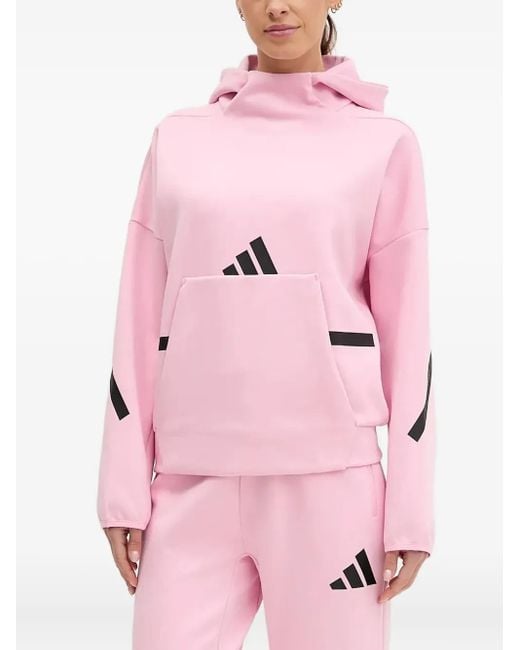 Adidas Pink Z.N.E Kangaroo-Pocket Hoodie
