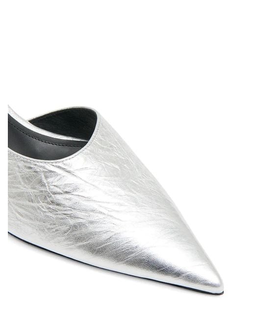 Mansur Gavriel White Escarpins Anna En Cuir À Effet Métallisé