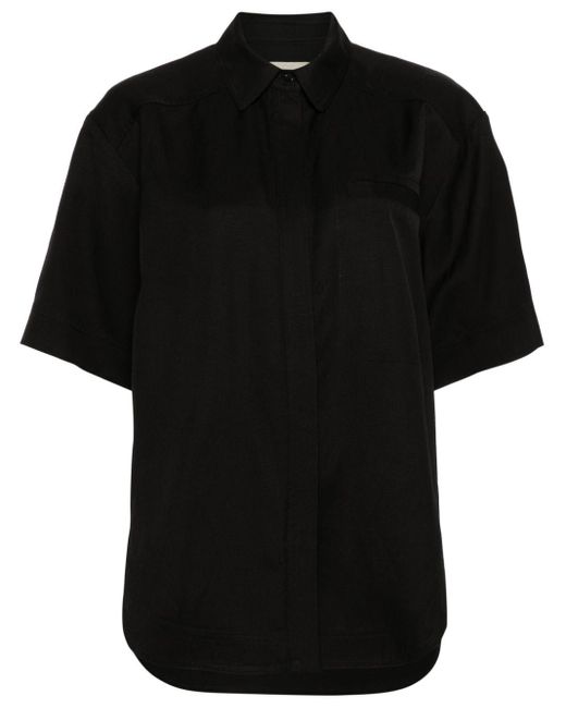 Loulou Studio Canvas Short-sleeves Shirt Black