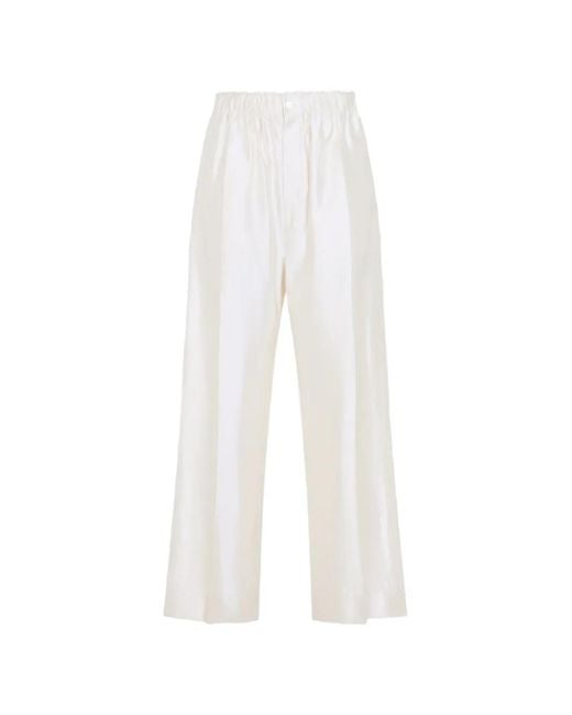 Carven White Elasticated-Waist Wide-Leg Trousers