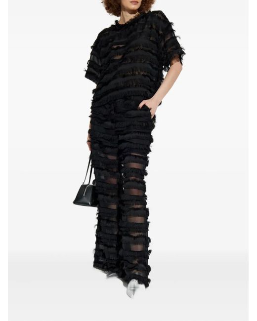 Munthe Black Laitha Fringe Layered Trousers