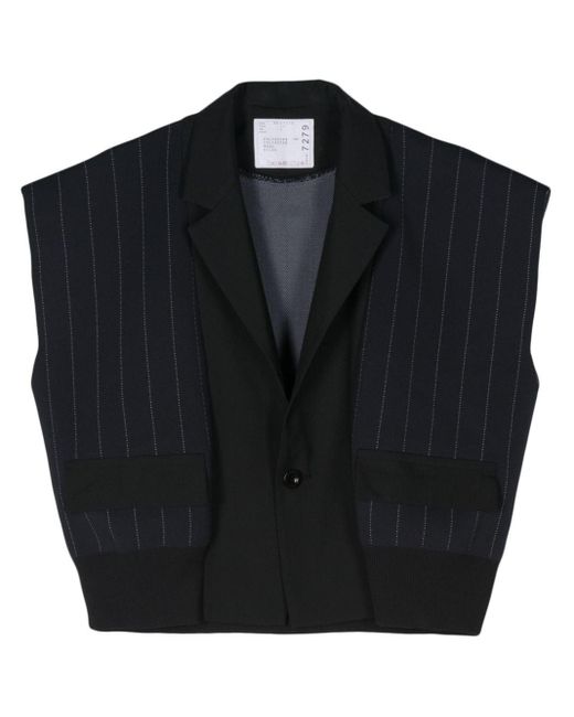 Sacai Black Pinstriped Oversized Waistcoat