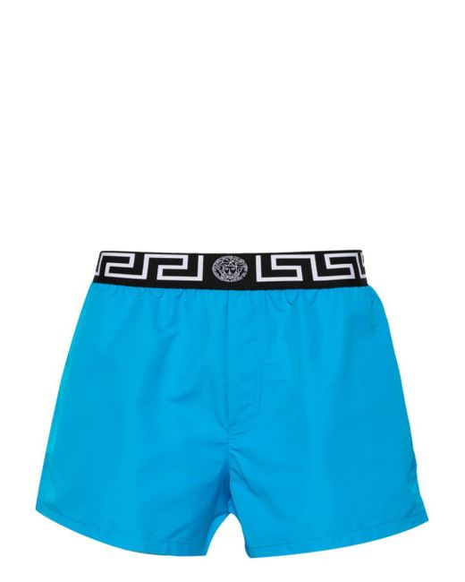 Versace Zwembroek Met Greca-tailleband in het Blue voor heren