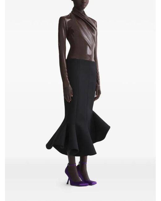 Mugler Black Ruffled Skirt
