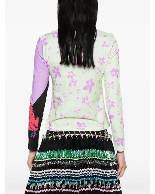 Chopova Lowena Pink Daydream Fitted Graphic-Print Long-Sleeve T-Shirt