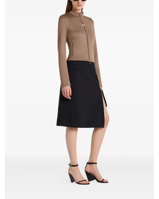 Courreges Brown Veste Crop À Fermeture Zippée