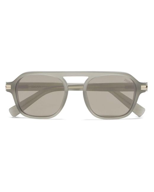 Zegna Gray Aurora Ii Pilot-frame Sunglasses for men