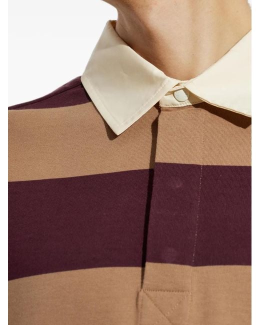 Moncler Red Striped Long-Sleeve Polo Shirt for men