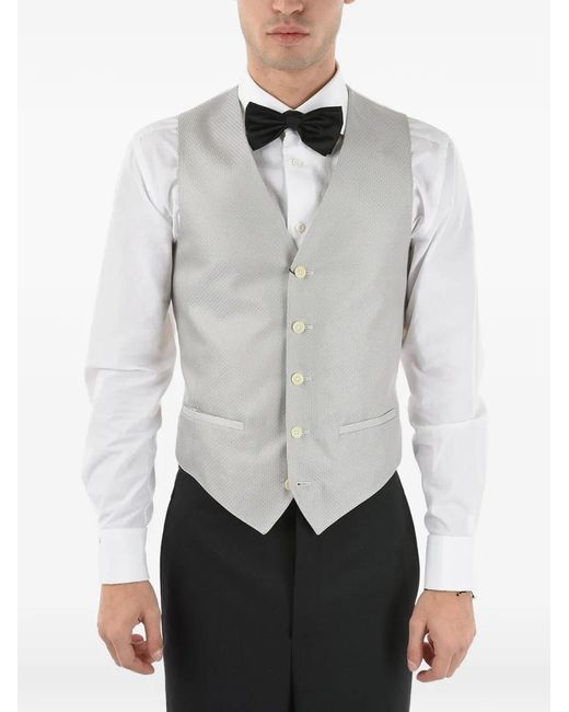 Corneliani Gray Micro-Pattern Martingale Waistcoat for men