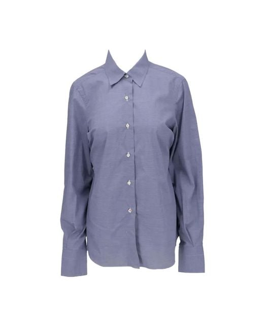 Isaia Blue Button-Down Long-Sleeve Shirt