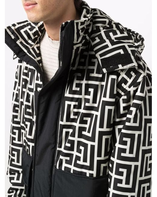 Balmain Black Logo-Print Padded Jacket for men
