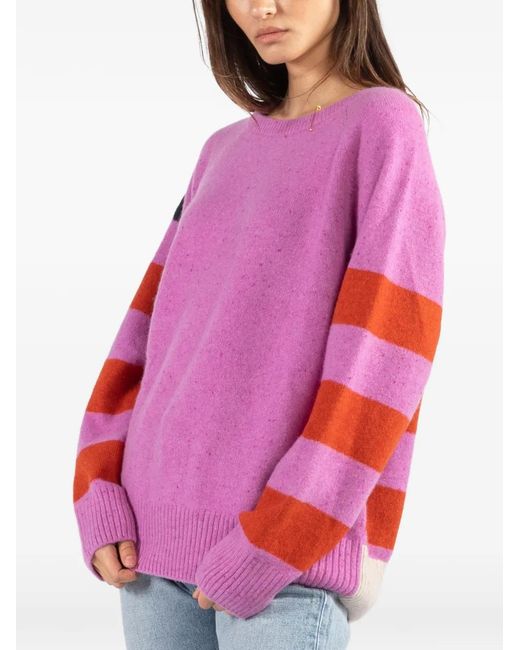 Freecity Pink Striped Crew-Neck Sweater