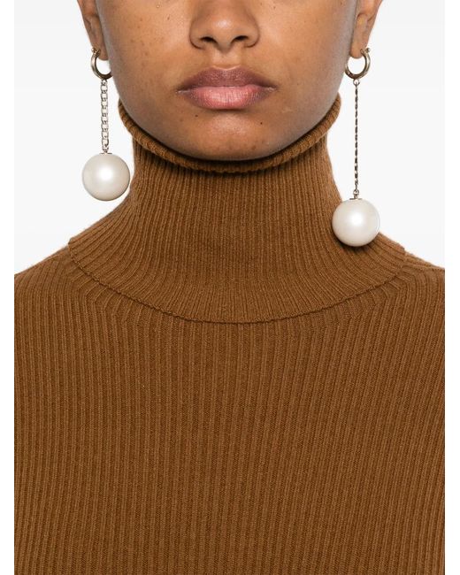 Fabiana Filippi Brown Ribbed-Knit Midi Dress