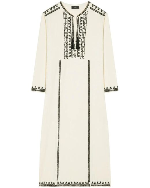 Alanui Natural Akasha Embroidered Cotton-blend Dress