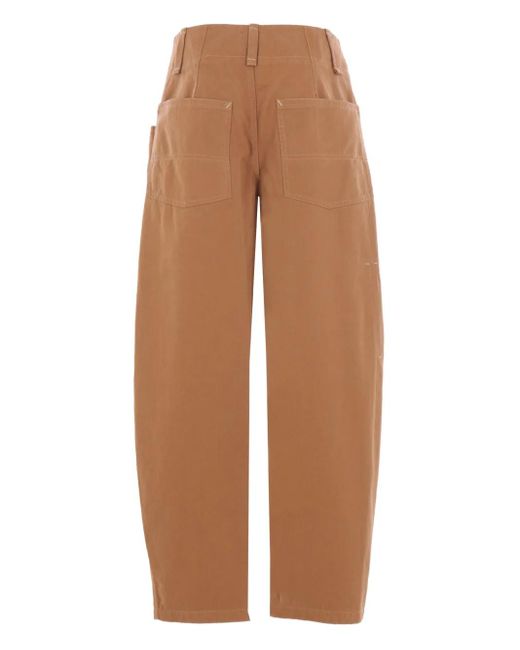 Isabel Marant Brown Button-Fastening Cotton Trousers