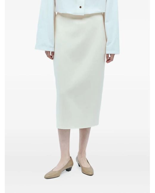 The Row White Zip-Detail Midi Skirt