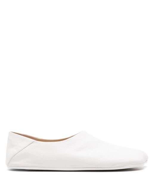 MM6 by Maison Martin Margiela White Asymmetric-toe Leather Loafers for men