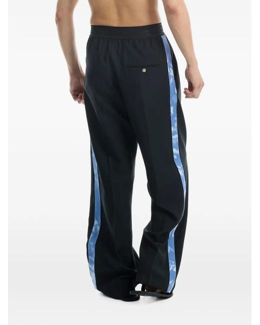 Stockholm Surfboard Club Black Side-Stripe Wide-Leg Trousers for men