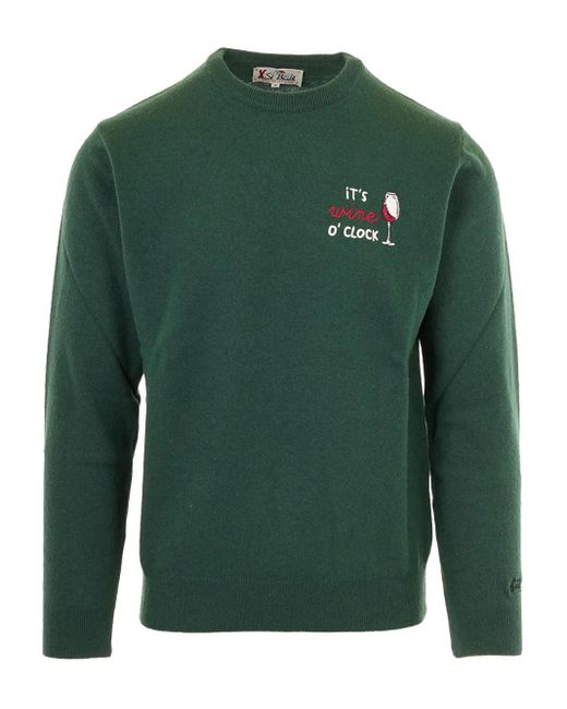 Mc2 Saint Barth Men's Green Embroidery Crew-Neck Sweatshirt