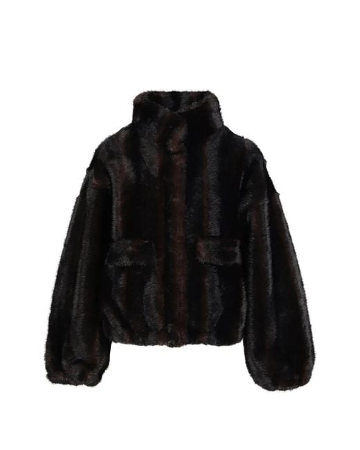 Apparis Black Iris Cropped Bomber Jacket