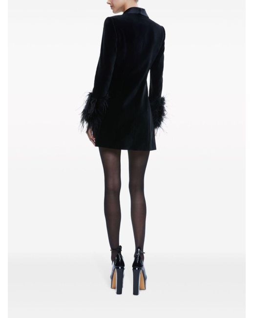 Mini-robe À Double Boutonnage En Velours À Finitions En Plumes Et En Satin Latoya Alice + Olivia en coloris Black