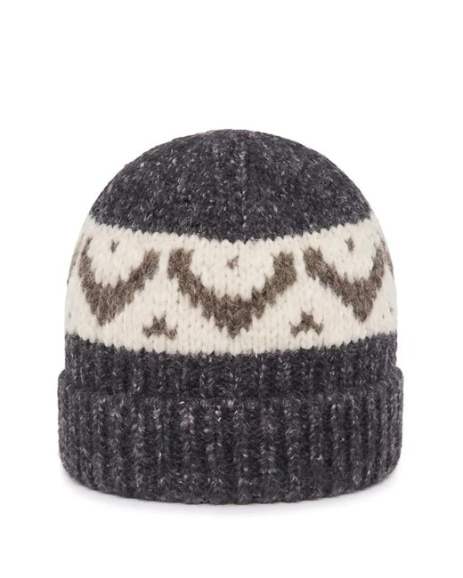 Peserico Gray Bonnet Fair Isle En Maille Épaisse for men
