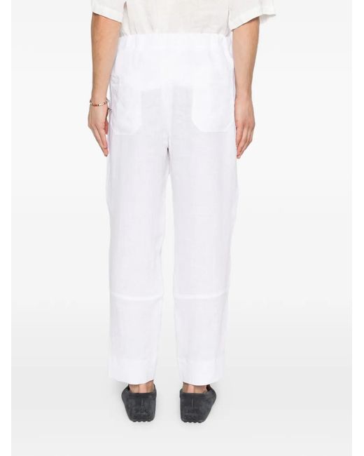 Kiton White Linen Trousers for men