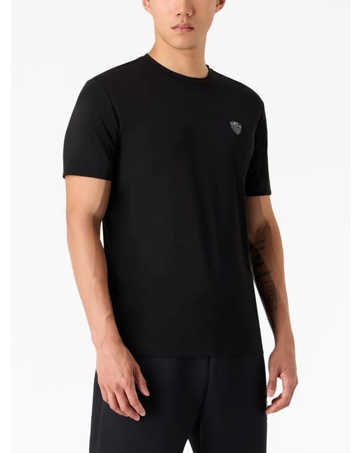 EA7 Black T-Shirt With Logo Patch for men