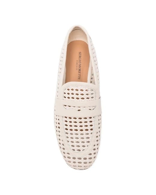 SERGIO MORETTI FIRENZE White Woven Penny Loafers