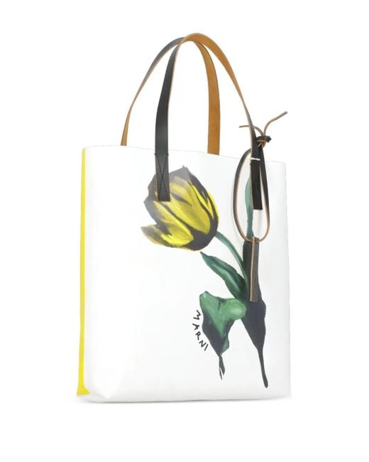 Marni Metallic Tulip-Print Tote Bag