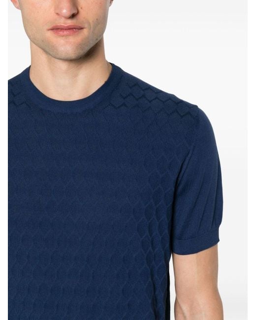 T-shirt con motivo geometrico di Fedeli in Blue da Uomo