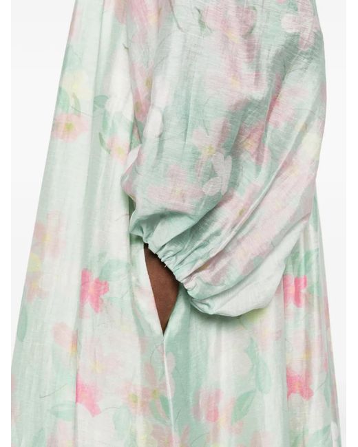 BERNADETTE Green Ally Floral-Print Maxi Dress