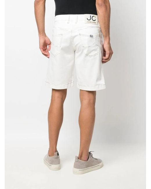 Jacob Cohen White Contrasting-Stitch Detail Shorts for men
