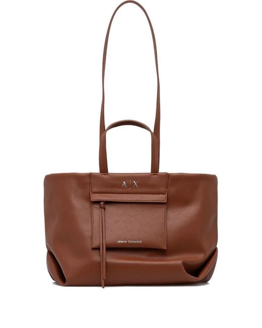 ARMANI EXCHANGE Brown Logo-Detail Shoulder Bag