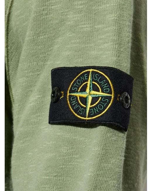 Stone Island Green Logo-Patch Cotton Sweatshirt for men